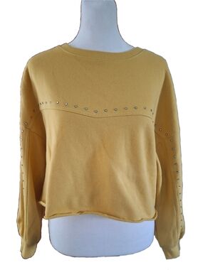 Studded Mustard Yellow Crewneck Sweatshirt